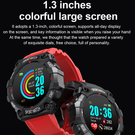 FD68 1,3 inch Renkli Yuvarlak Ekranlı Spor Akıllı Saat - Kalp Atış Hızını Destekler / Çoklu Spor Modu