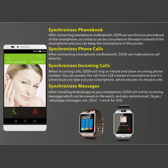 DZ09 Bluetooth Smart Kol Saati Telefon - Android & IOS, Sim Kart, Dünyanın En Ucuz Akıllı Kol Saatli Telefonu