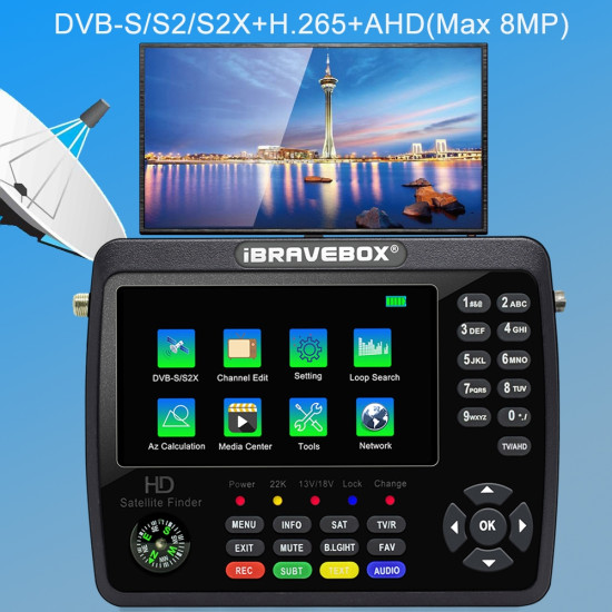 iBRAVEBOX V10 Finder Max+ 4,3 inch Ekran Dijital Uydu Sinyal Bulucu - V10 Finder Max+, DVB-S/S2/S2X AHD Desteği