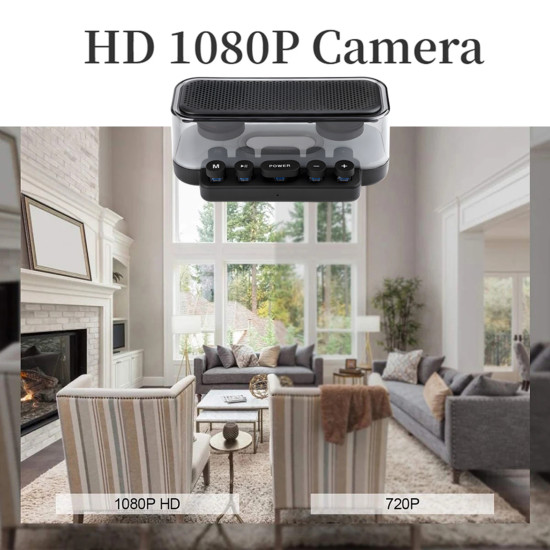 Bluetooth Hoparlör Kamera - Premium Hoparlör Kamera, 160° Geniş Açı, 5MP, 1080P Mini Ev Video Kamerası, Hoparlör Gizli Kamera, Spy Kamera